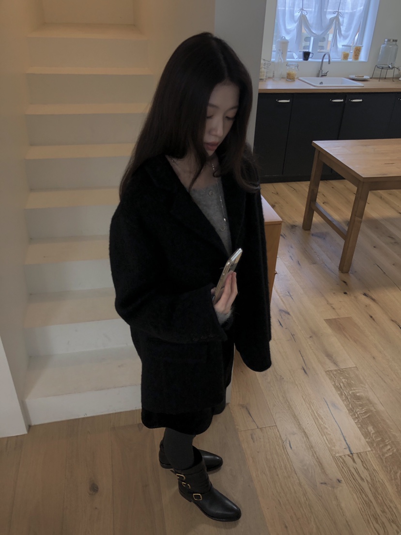 ERUME東大門㊣代購女裝新品時尚25秋冬職業人氣短款大衣羊駝ERUME短款大衣