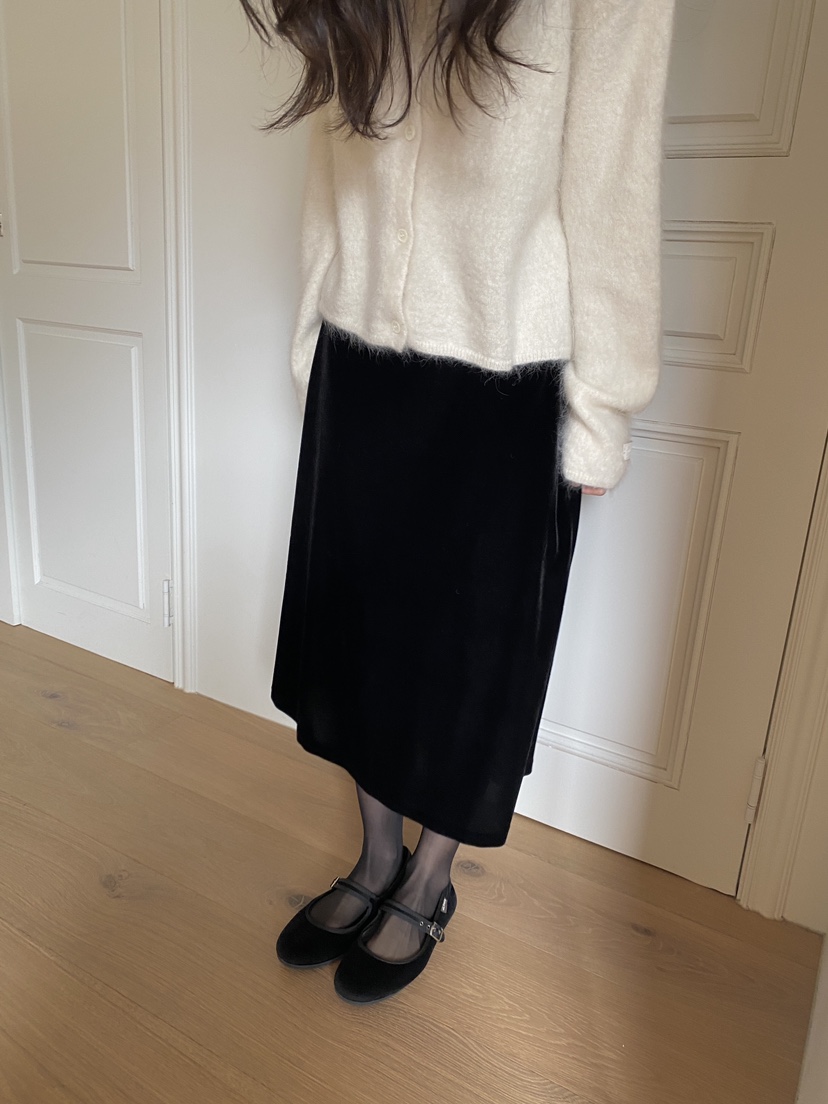 ERUME韓國代購㊣女裝新款真品時尚熱賣職業25秋冬長裙天鵝絨ERUME長裙