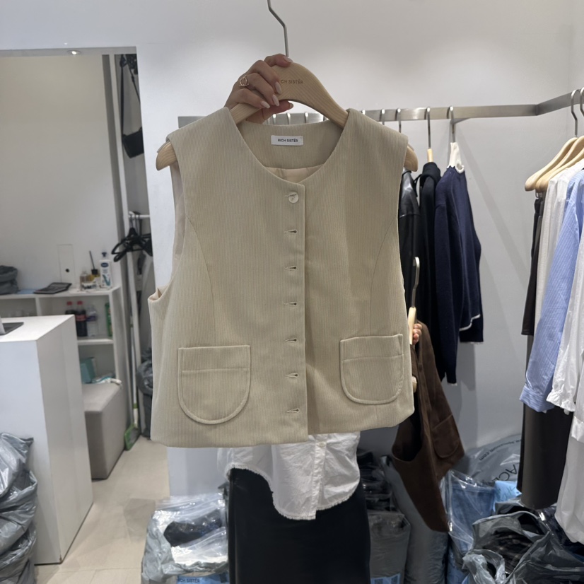 RICH SISTER東大門㊣代購女士新品熱賣休閑職業馬甲燈心絨RICH SISTER馬甲圖色1