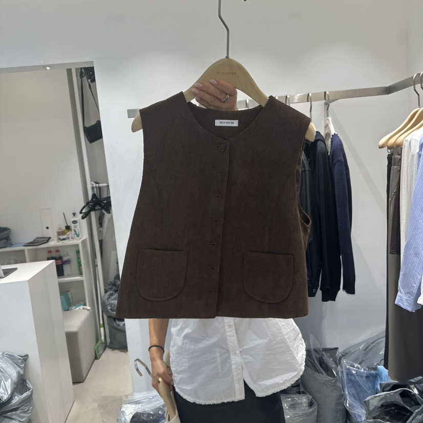 RICH SISTER東大門㊣代購女士新品熱賣休閑職業馬甲燈心絨RICH SISTER馬甲圖色2