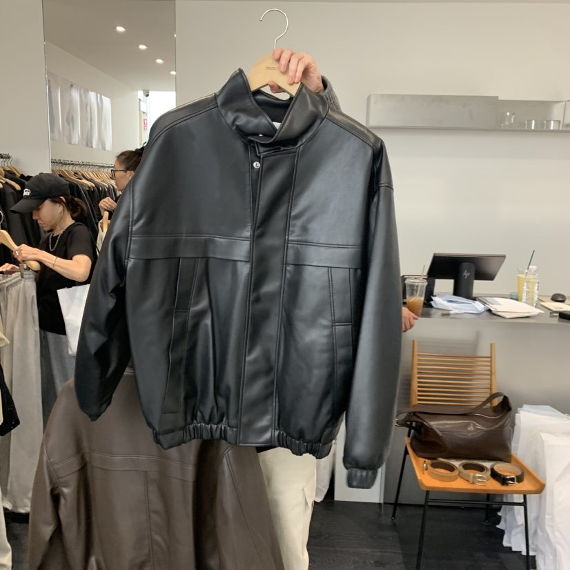 OBJECT東大門㊣實拍女士新款推薦真品時尚人氣夾克皮革夾棉OBJECT夾克圖色2