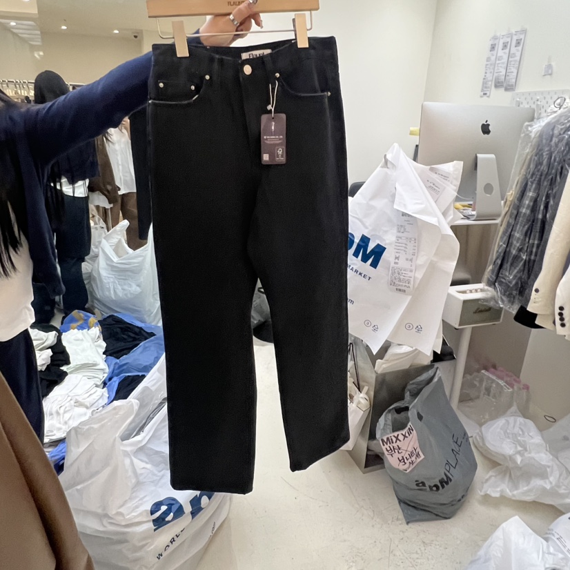 FLAUNT東大門㊣實拍女士新品熱賣休閑推薦真品時尚牛仔褲寬松FLAUNT牛仔褲圖色1