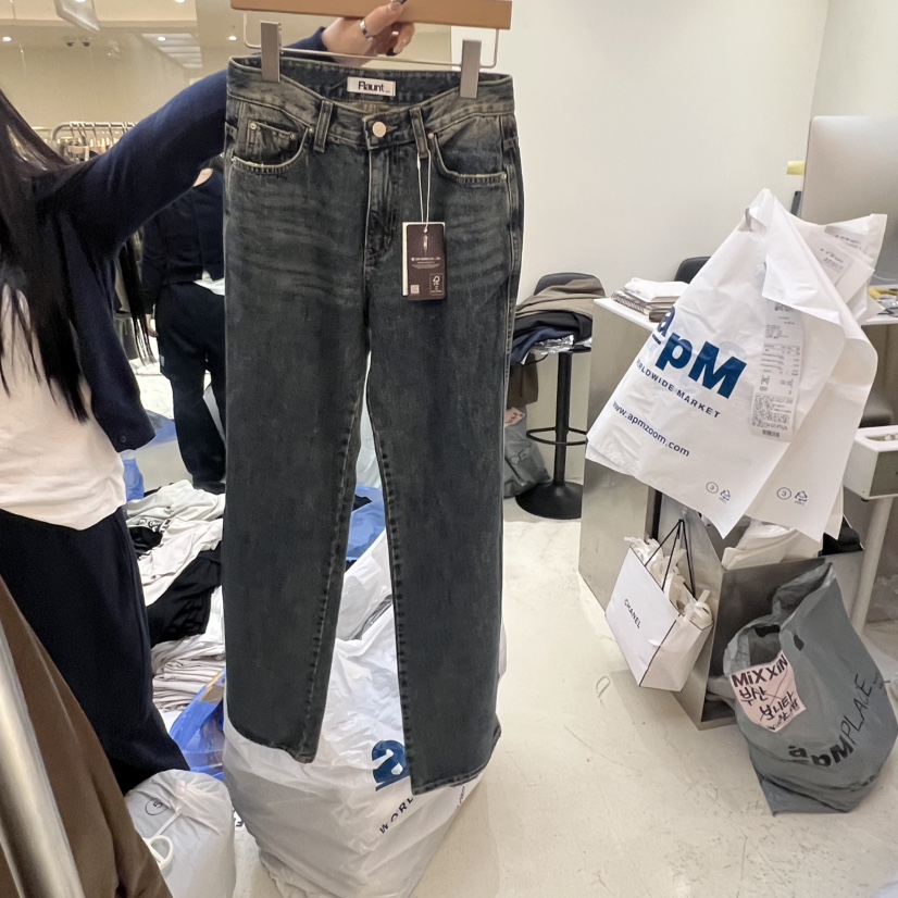 FLAUNT東大門㊣實拍女士新款真品推薦時尚職業牛仔褲水洗修身FLAUNT牛仔褲圖色1