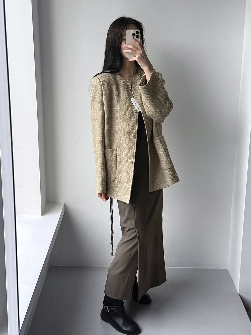 ADELINE東大門㊣直郵女士新品職業熱賣推薦時尚休閑夾克粗花呢ADELINE夾克