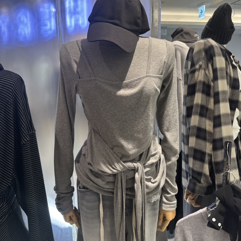 HERTZ-P韓國直郵㊣女士新品25秋冬人氣休閑時尚長袖T恤假兩件HERTZ-P長袖T恤圖色1