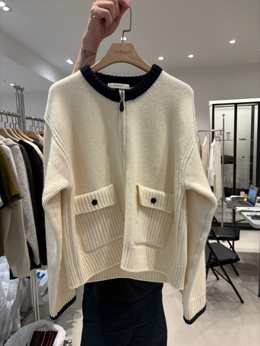 THE BRUNCH東大門㊣實拍女裝新品時尚職業真品25秋冬毛衣拉鏈THE BRUNCH毛衣圖色1