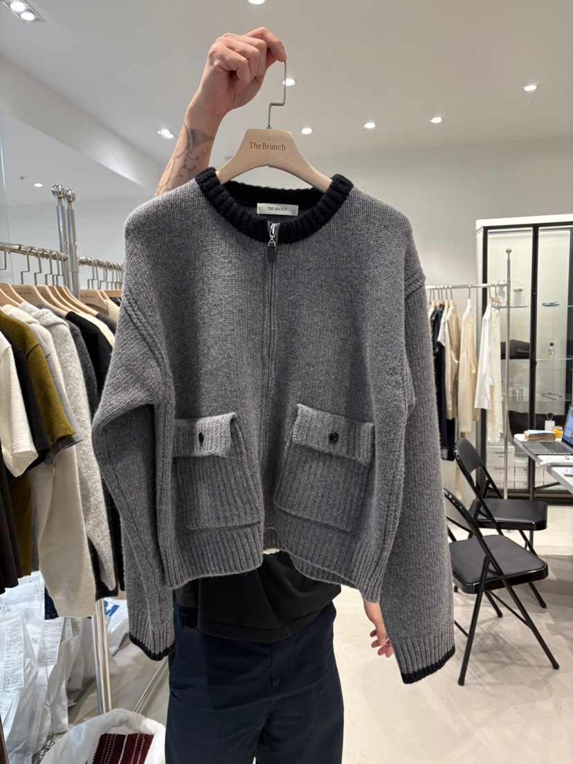 THE BRUNCH東大門㊣實拍女裝新品時尚職業真品25秋冬毛衣拉鏈THE BRUNCH毛衣圖色2