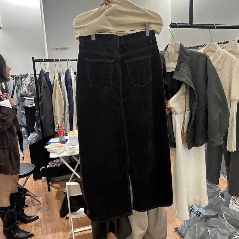 JADEMARKET東大門㊣直郵女士新款真品時尚休閑人氣推薦長裙絨JADE MARKET長裙