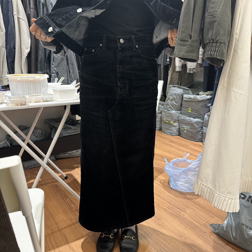JADEMARKET東大門㊣直郵女士新款真品時尚休閑人氣推薦長裙絨JADE MARKET長裙圖色2黑色