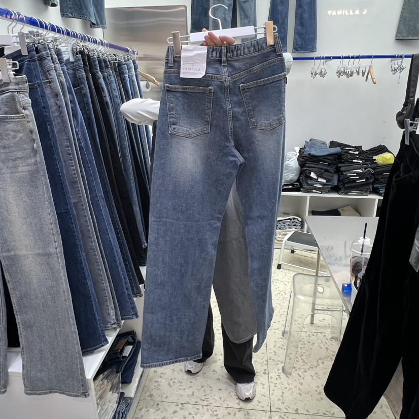 VANILLA J韓國代購㊣女士新品休閑25秋冬真品熱賣職業牛仔褲VANILLA J牛仔褲