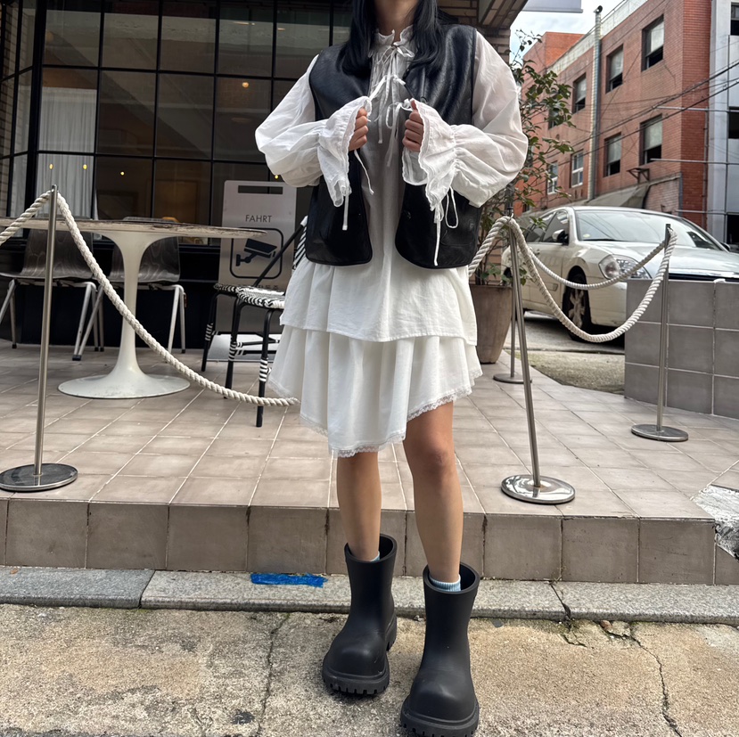 FRANC—L韓國代購㊣女裝新款休閑25秋冬熱賣真品時尚短裙褶皺FRANC短裙
