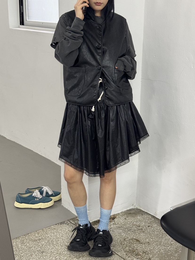 FRANC—L韓國代購㊣女裝新款休閑25秋冬熱賣真品時尚短裙褶皺FRANC短裙