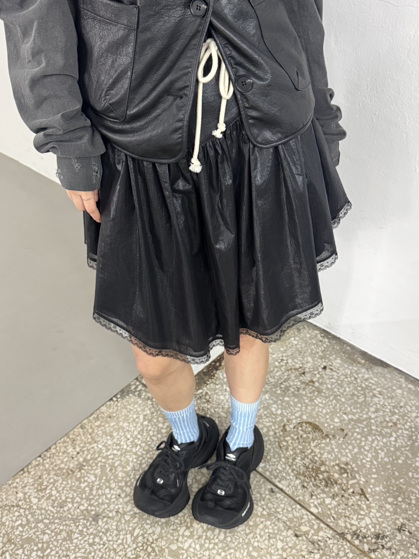 FRANC—L韓國代購㊣女裝新款休閑25秋冬熱賣真品時尚短裙褶皺FRANC短裙