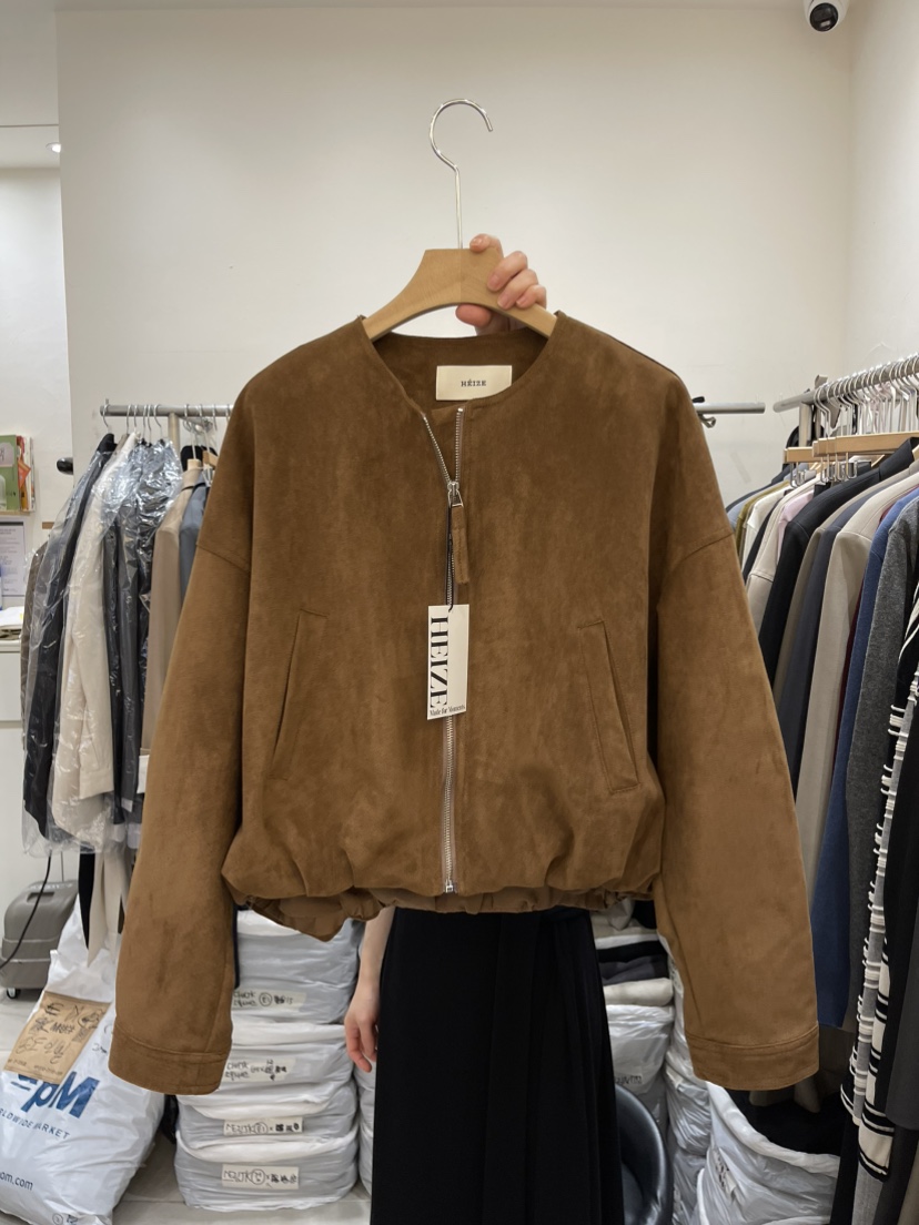 HEIZE東大門㊣實拍女士新品25秋冬職業熱賣推薦休閑夾克絨面革HEIZE夾克圖色1