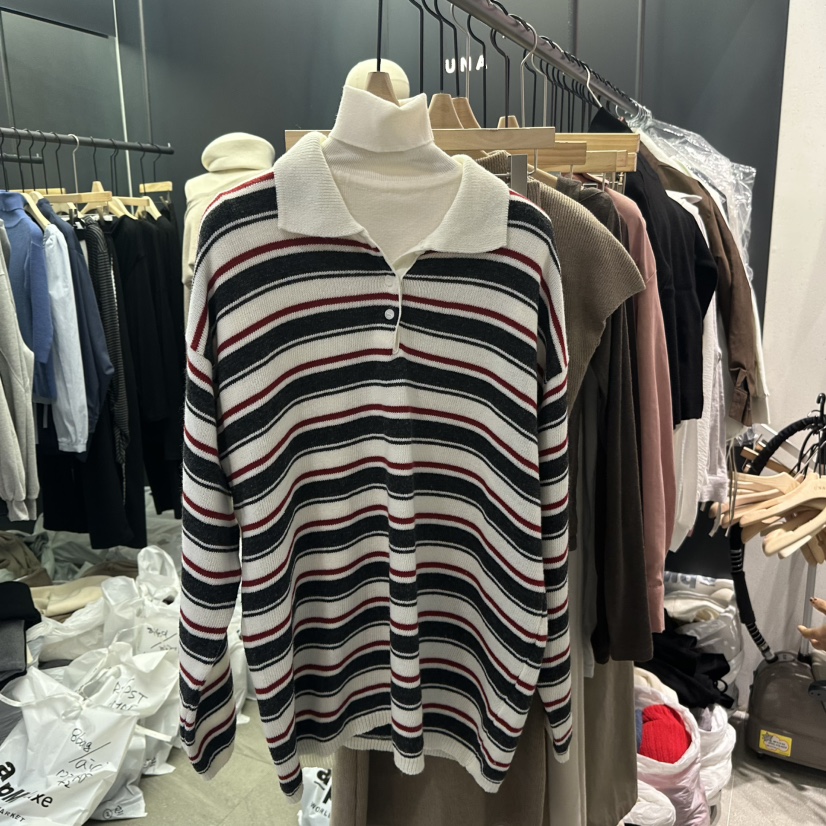 UNA/THE MAY東大門㊣代購女裝新品時尚休閑真品針織衫荷葉邊THEMAY/UNA針織衫圖色1