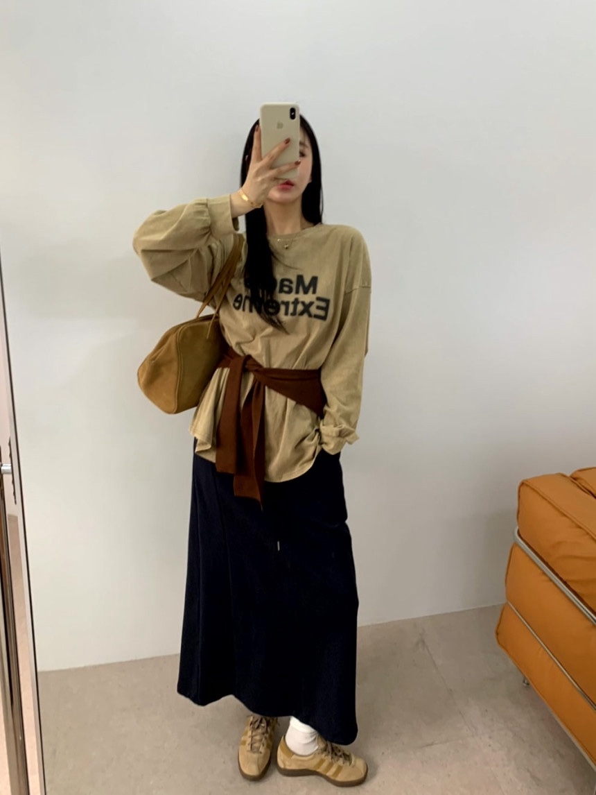 EOMPIT韓國代購㊣女士新款職業真品人氣時尚推薦25秋冬長裙EOMPIT長裙