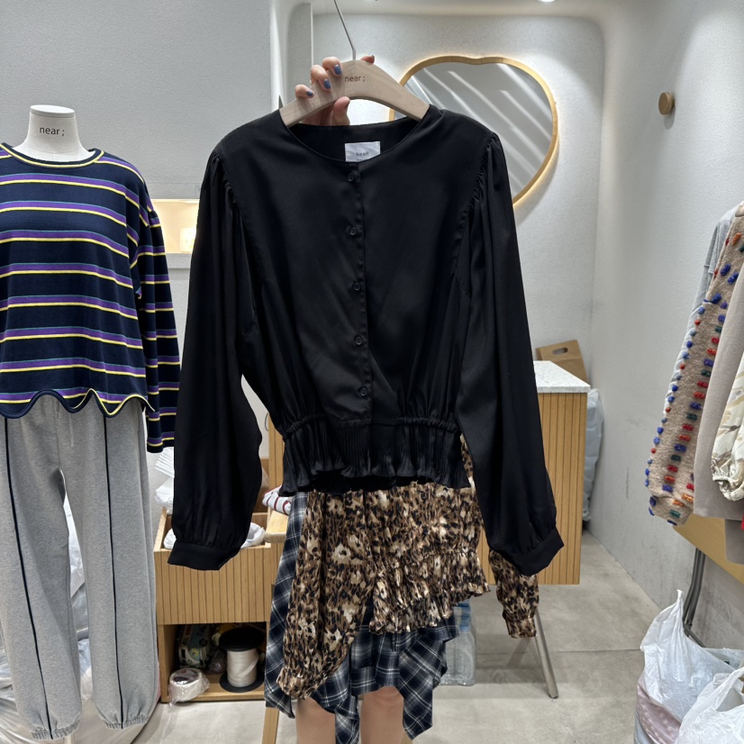 NEAR東大門㊣代購女士新品熱賣休閑真品時尚25秋冬襯衫蕾絲衫NEAR襯衫/蕾絲衫圖色2