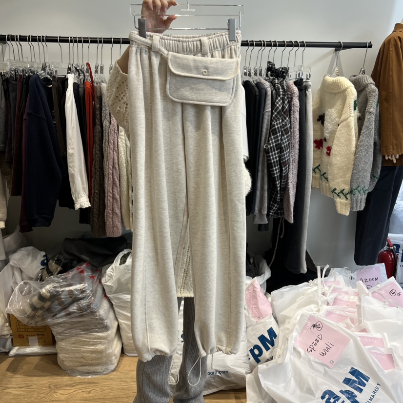 RIVEROOM韓國代購㊣女士新品人氣時尚真品職業休閑褲含腰包RIVEROOM休閑褲圖色1