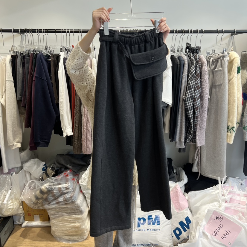 RIVEROOM韓國代購㊣女士新品人氣時尚真品職業休閑褲含腰包RIVEROOM休閑褲圖色3