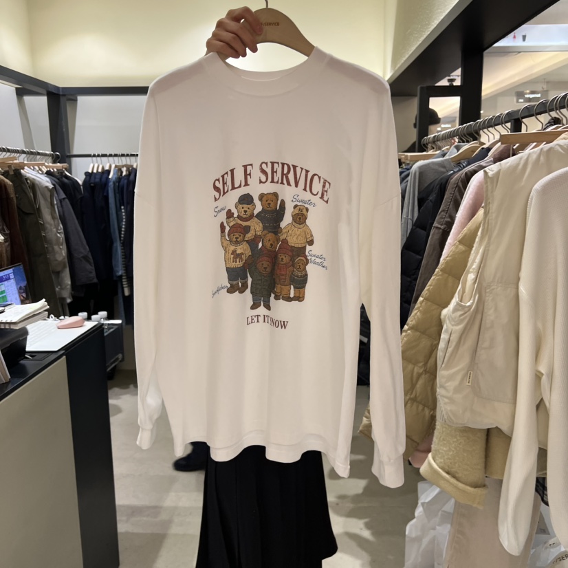 SELF SERVICE韓國代購㊣女裝新品真品休閑熱賣職業長袖T恤SELF SERVICE長袖T恤圖色1