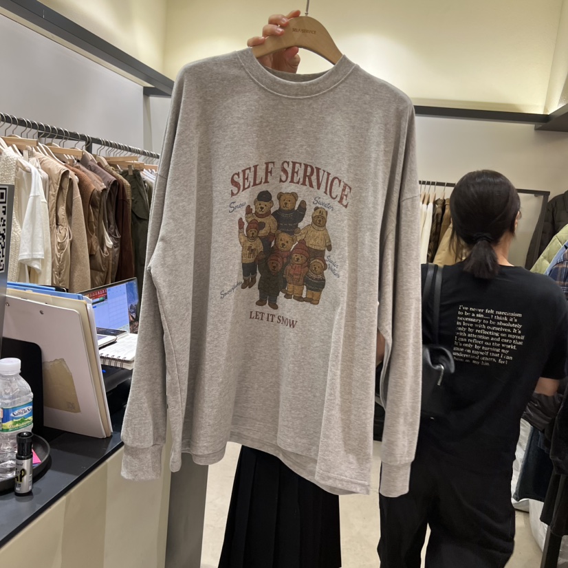SELF SERVICE韓國代購㊣女裝新品真品休閑熱賣職業長袖T恤SELF SERVICE長袖T恤圖色2