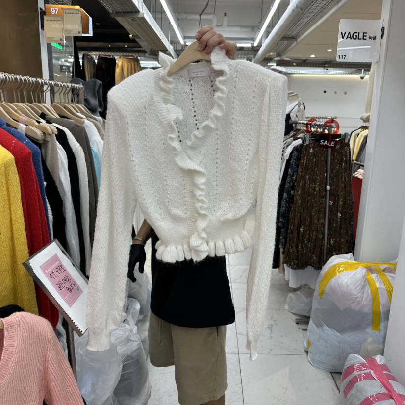 空韓國代購㊣女裝新品人氣時尚職業真品熱賣推薦休閑針織衫空針織衫圖色1