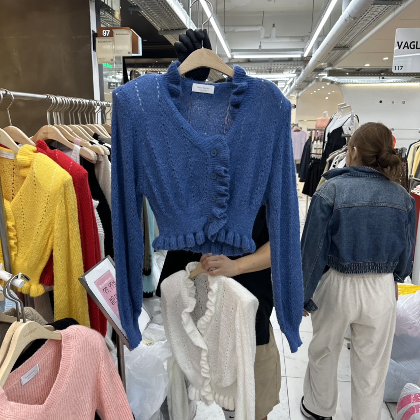空韓國代購㊣女裝新品人氣時尚職業真品熱賣推薦休閑針織衫空針織衫圖色4