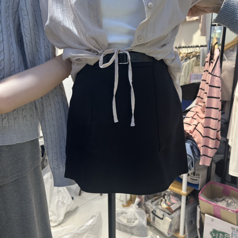 HARU東大門㊣實拍女士新款推薦真品時尚人氣休閑職業短裙腰帶HARU短裙圖色2