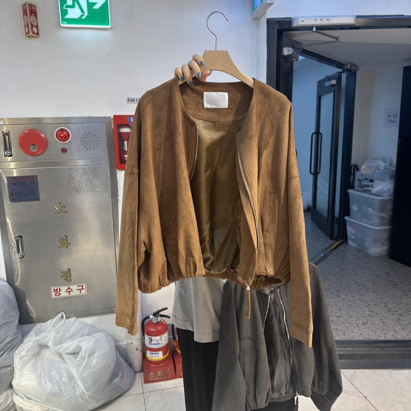 HARU韓國代購㊣女裝新品熱賣職業人氣25秋冬推薦夾克絨面革HARU夾克圖色1