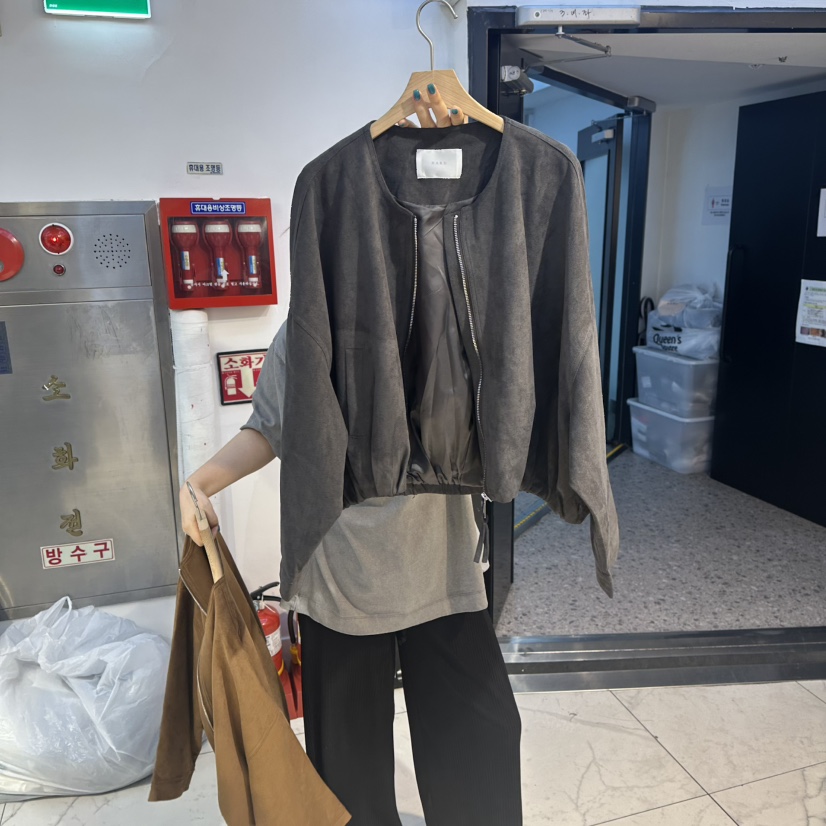 HARU韓國代購㊣女裝新品熱賣職業人氣25秋冬推薦夾克絨面革HARU夾克圖色2