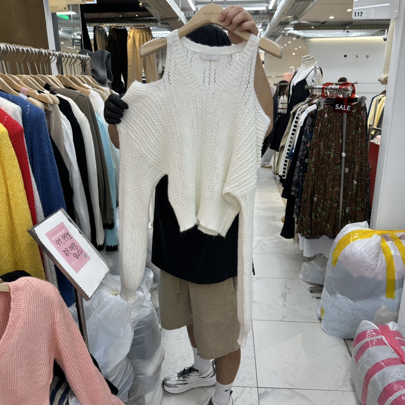 空韓國代購㊣女士新品25秋冬熱賣時尚真品人氣推薦職業針織衫空針織衫圖色1