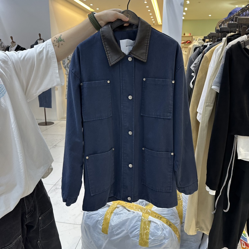 A2/D2東大門㊣直郵女裝新款推薦夾克不含內搭水洗皮革棉質A2/D2夾克圖色1