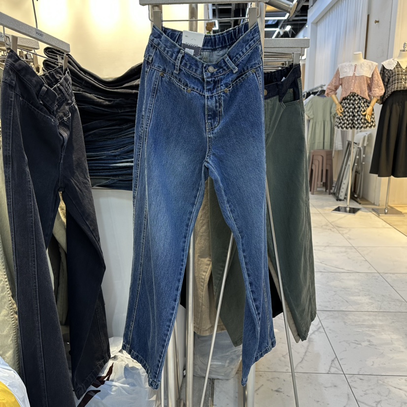 POCKET-Q東大門㊣實拍女士新品推薦時尚25秋冬職業休閑牛仔褲POCKET-Q牛仔褲圖色1