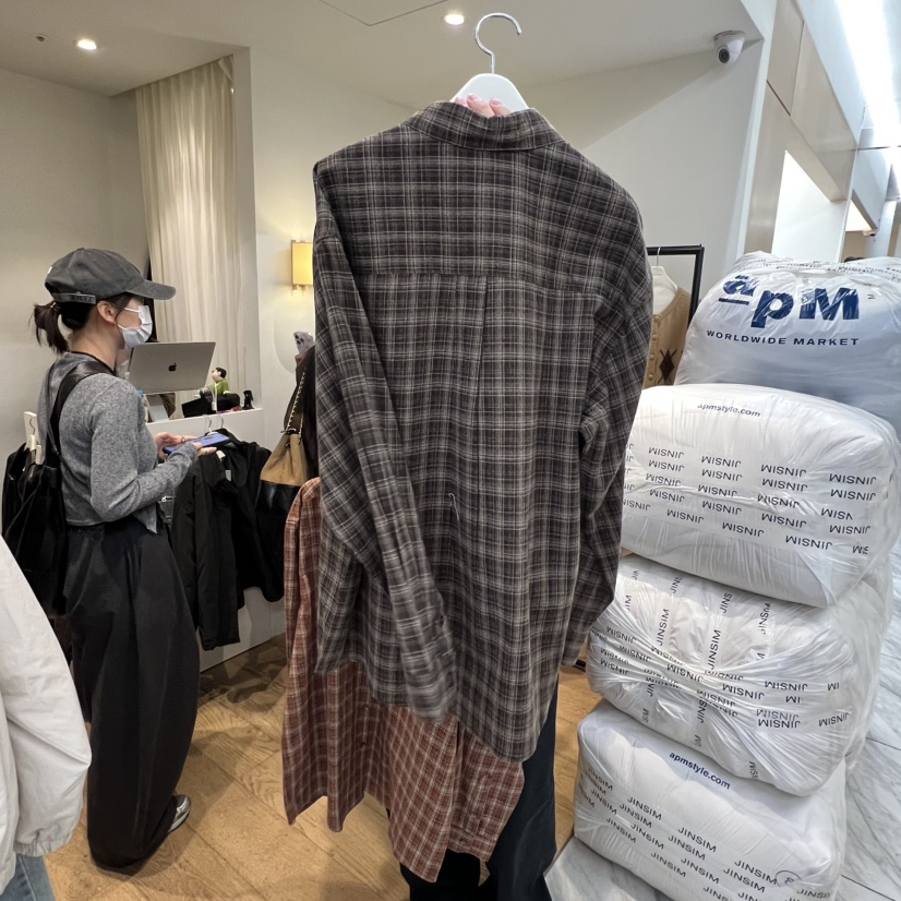 JINSIM韓國直郵㊣女士新品休閑真品熱賣推薦襯衫蕾絲衫格紋JINSIM襯衫/蕾絲衫
