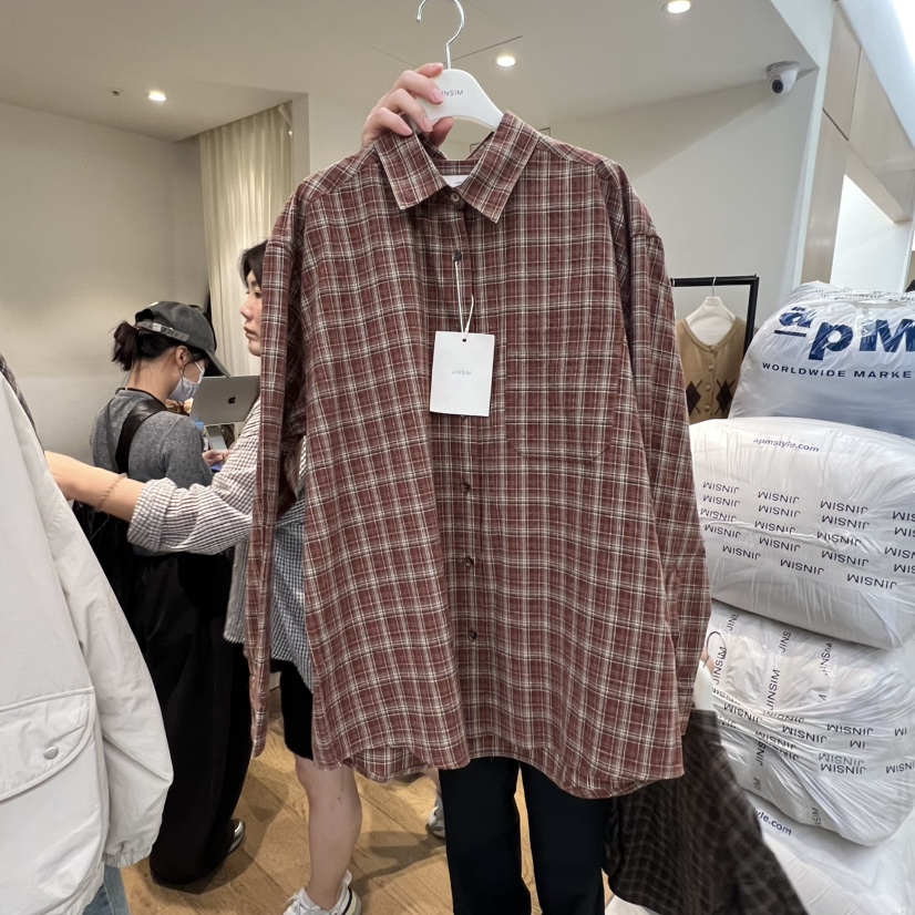 JINSIM韓國直郵㊣女士新品休閑真品熱賣推薦襯衫蕾絲衫格紋JINSIM襯衫/蕾絲衫圖色2