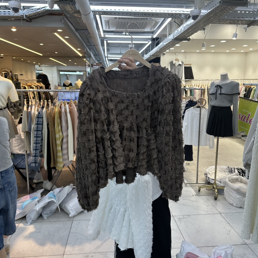 空韓國代購㊣女士新品25秋冬推薦時尚真品熱賣休閑襯衫蕾絲衫空襯衫/蕾絲衫圖色2