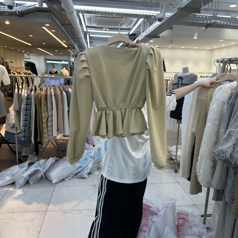 空韓國代購㊣女士新款25秋冬人氣熱賣職業休閑襯衫蕾絲衫拉鏈空襯衫/蕾絲衫