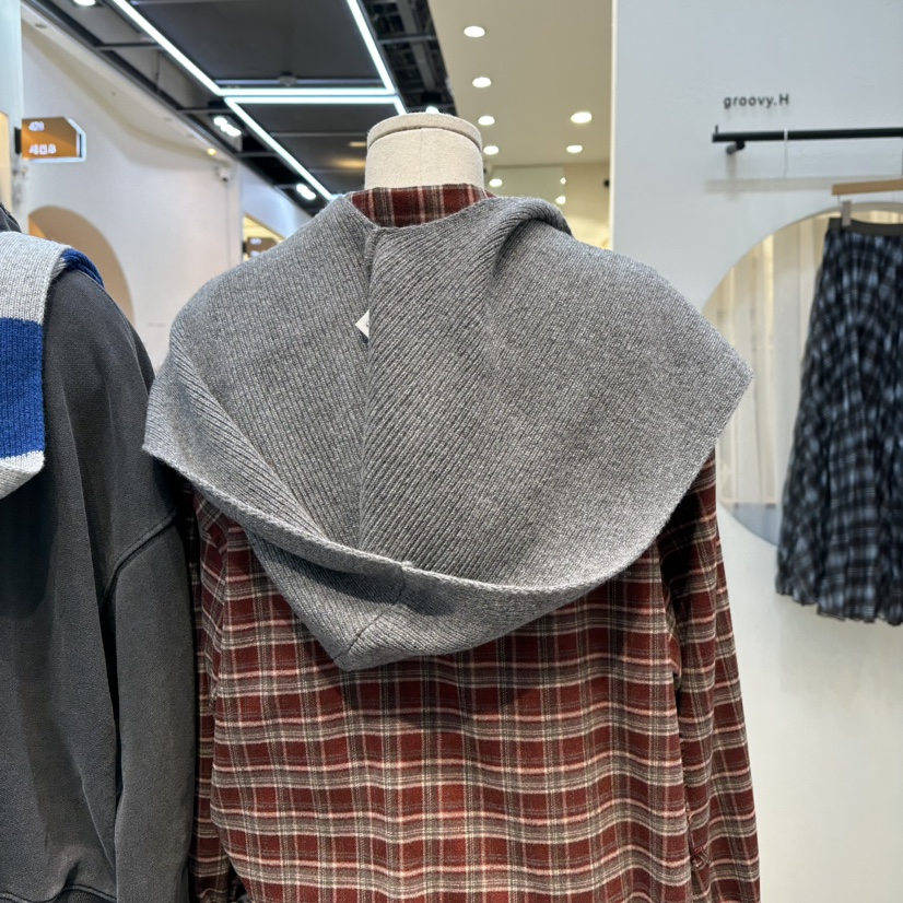 WASHBLUE東大門㊣代購女士新品推薦圍巾披肩不含內搭羊毛兜帽圍巾WASHBLUE圍巾/披肩