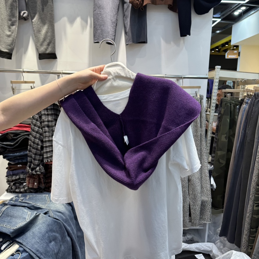 WASHBLUE東大門㊣代購女士新品推薦圍巾披肩不含內搭羊毛兜帽圍巾WASHBLUE圍巾/披肩