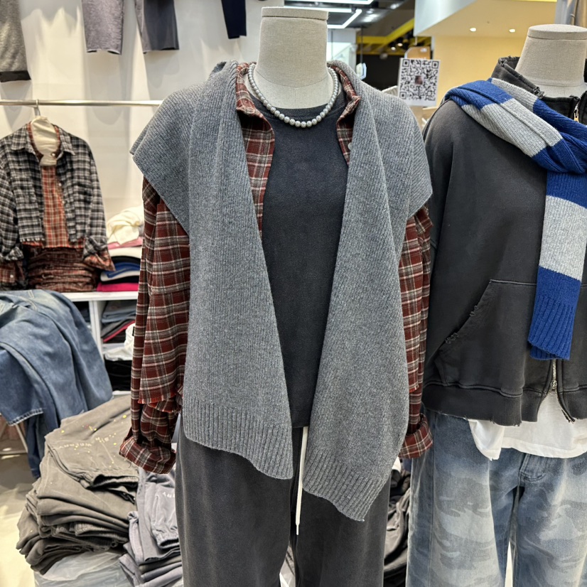 WASHBLUE東大門㊣代購女士新品推薦圍巾披肩不含內搭羊毛兜帽圍巾WASHBLUE圍巾/披肩圖色1