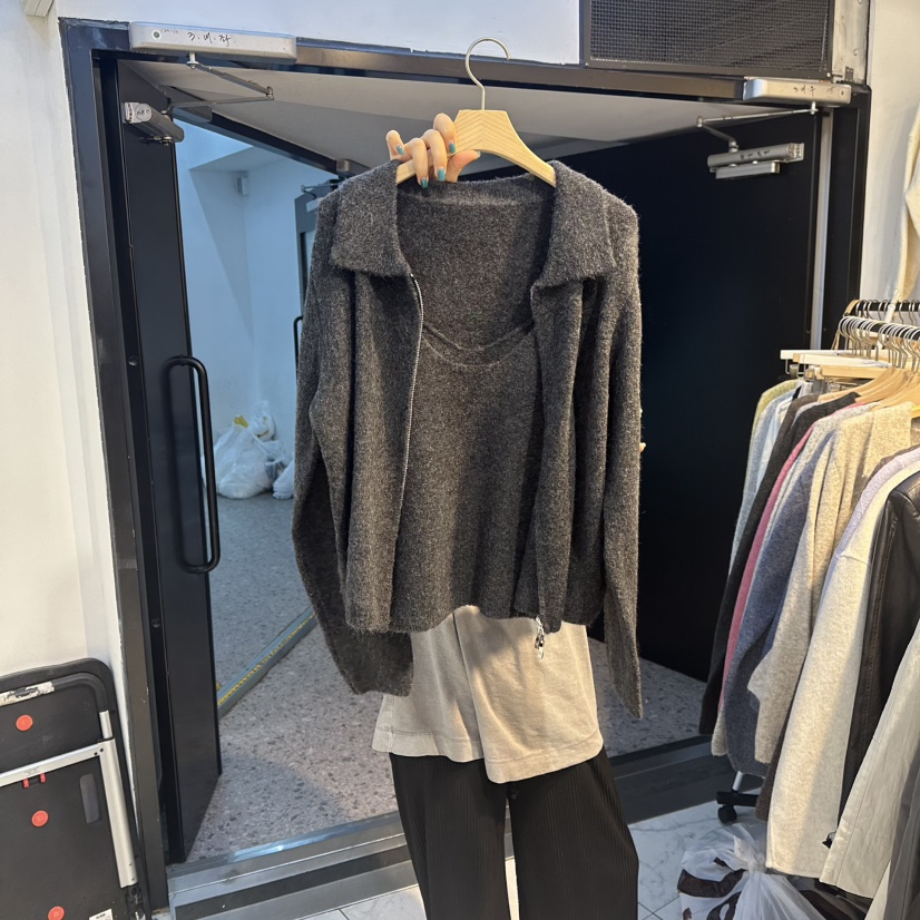 HARU韓國代購㊣女裝新品推薦時尚休閑真品針織衫細羊毛開衫HARU針織衫圖色4