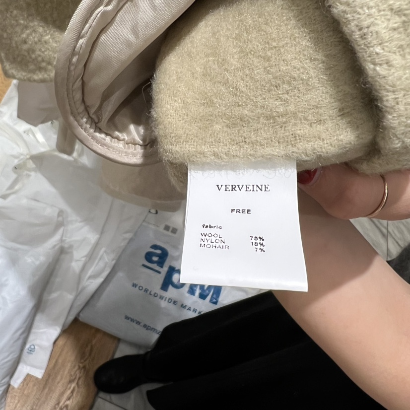 VERVEINE韓國代購㊣女裝新品休閑職業25秋冬夾克手工制作馬海毛VERVEINE夾克