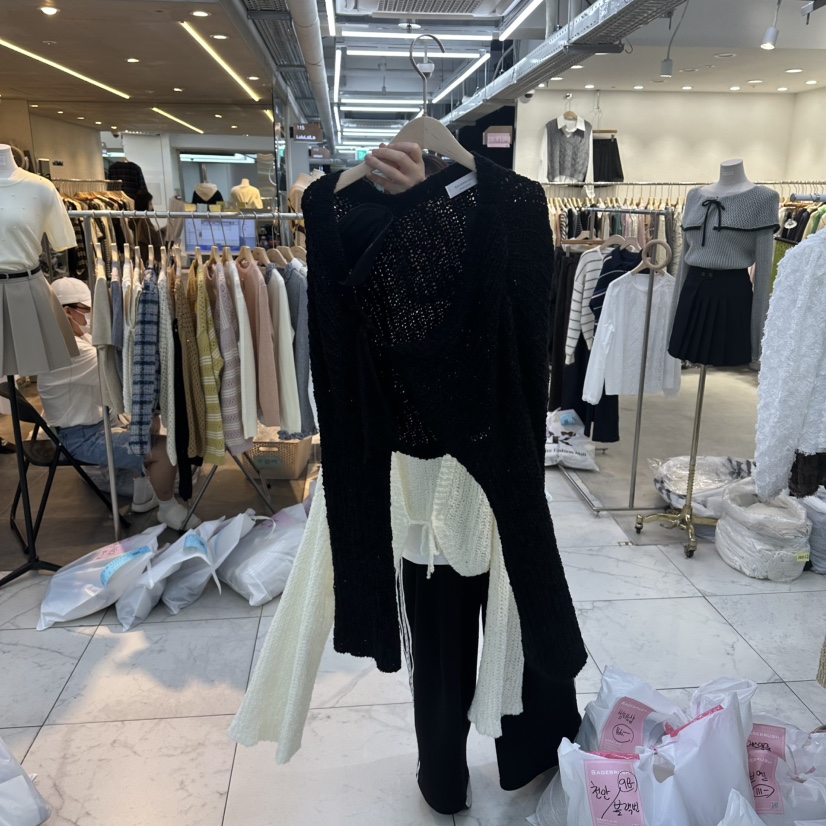 空韓國直郵㊣女裝新品時尚熱賣25秋冬真品人氣推薦職業針織衫空針織衫圖色3