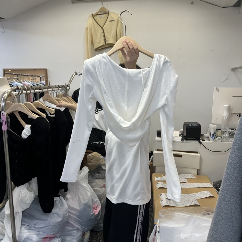 空韓國直郵㊣女士新款休閑真品時尚推薦人氣職業長袖T恤連帽衫空長袖T恤