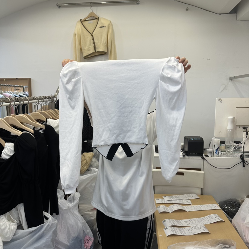 空東大門㊣直郵女裝新品熱賣25秋冬推薦真品時尚長袖T恤褶皺空長袖T恤