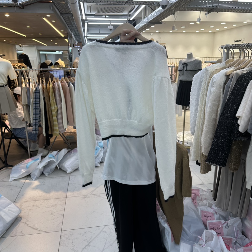 空韓國代購㊣女裝新品人氣25秋冬推薦職業真品熱賣針織衫開衫空針織衫