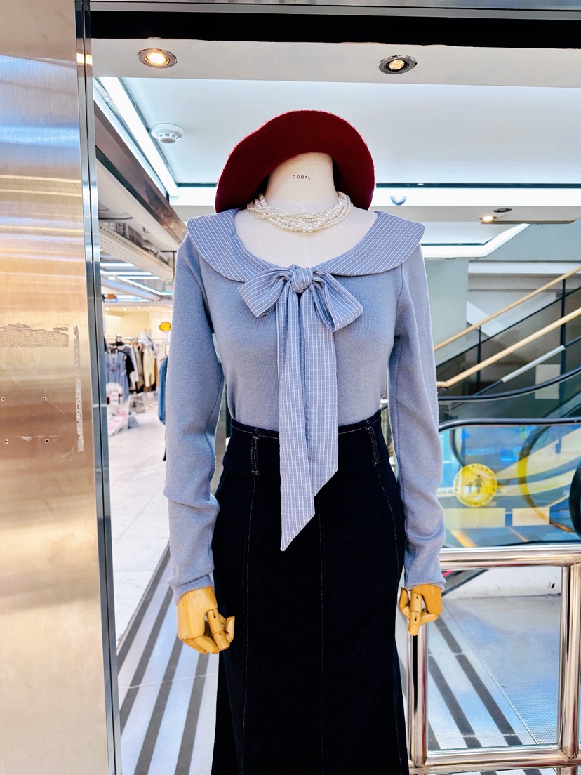 CORAL韓國直郵㊣女裝新品休閑職業真品熱賣人氣針織衫不含項鏈CORAL針織衫