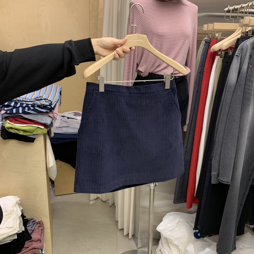 PLEASURE韓國代購㊣女士新款時尚職業休閑熱賣25秋冬短裙燈芯絨PLEASURE短裙圖色3