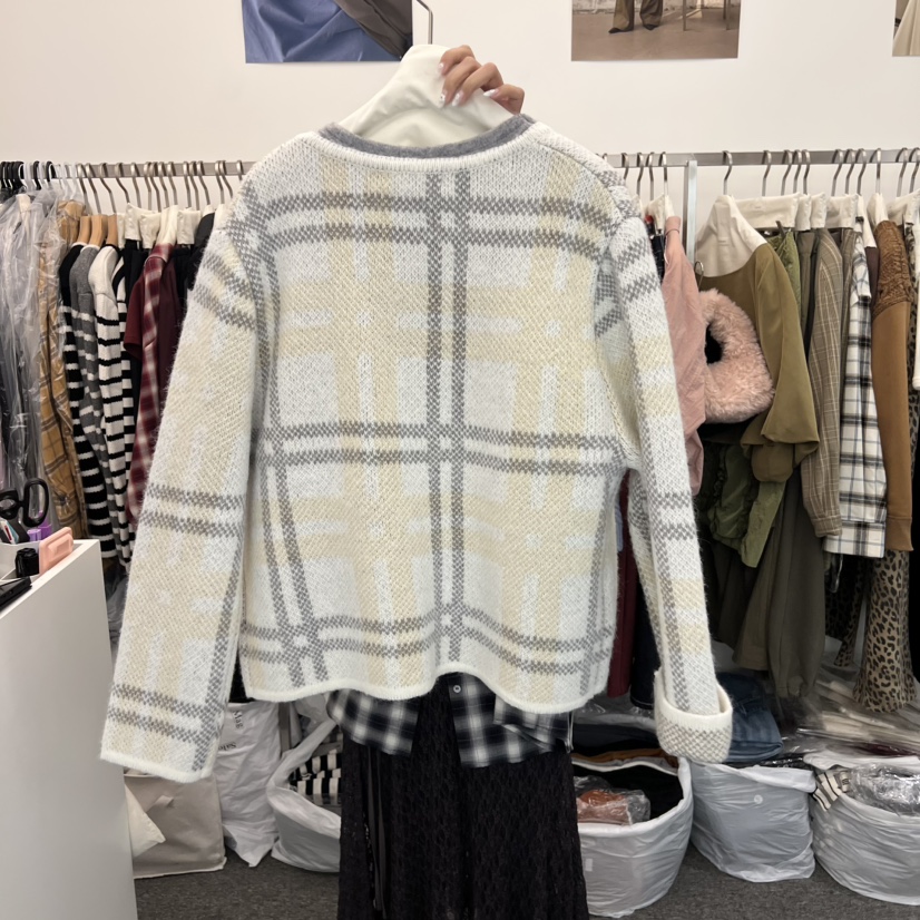 SALONDEMAG東大門㊣代購女裝新品職業夾克不含內搭格紋開衫SALONDEMAG夾克