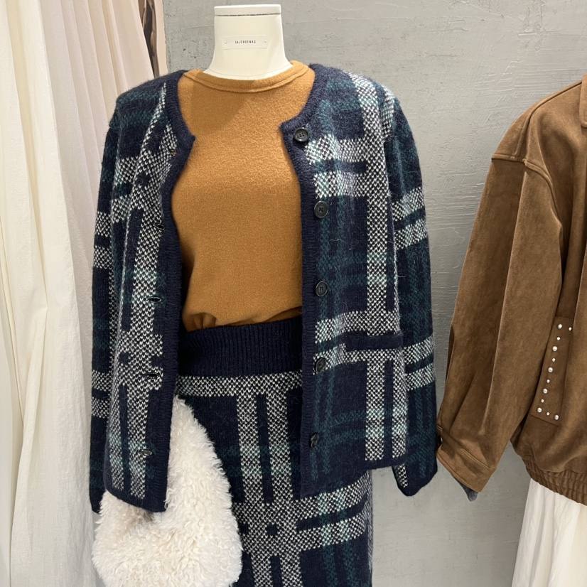 SALONDEMAG東大門㊣代購女裝新品職業夾克不含內搭格紋開衫SALONDEMAG夾克圖色2